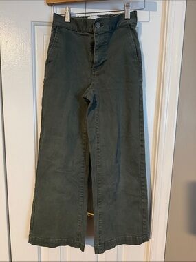 OAK + FORT Olive Green High-Waist Cropped Trousers